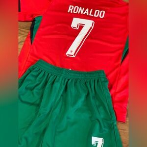 Medium Ronaldo Portugal Soccer Jersey Size 26 Age 8-9 Home Kit Soccer Uniform